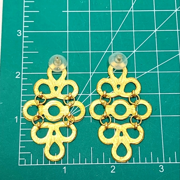 Gold Tone Dangle Pierced Earrings - Picture 5 of 7